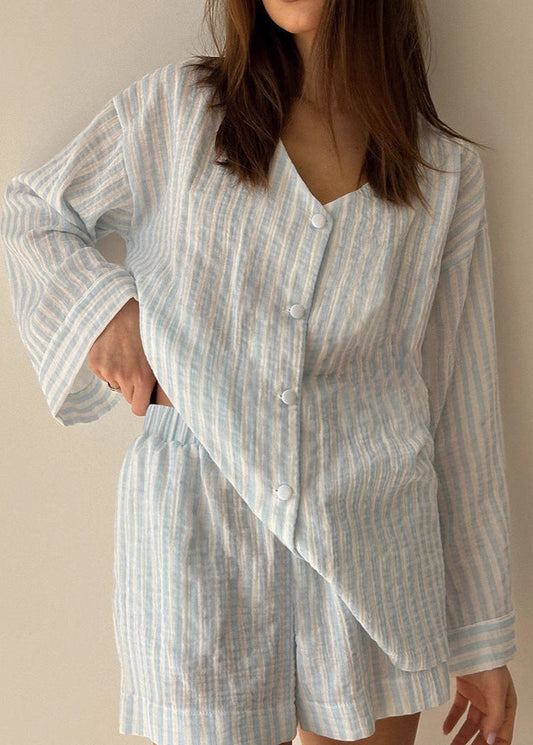 Serena - Striped Cotton Lounge Set