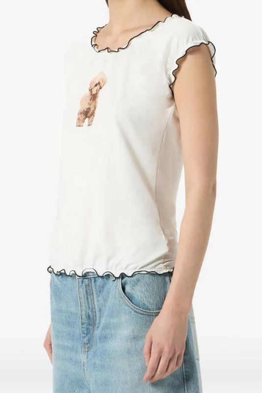 Loose sleeveless top for women with printed vest