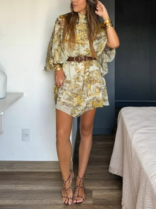 Unique Bohemian Print Mini Dress