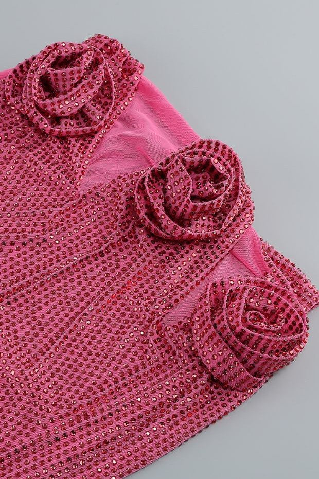 Khloe Crystal Flower Two Piece Set - Pink