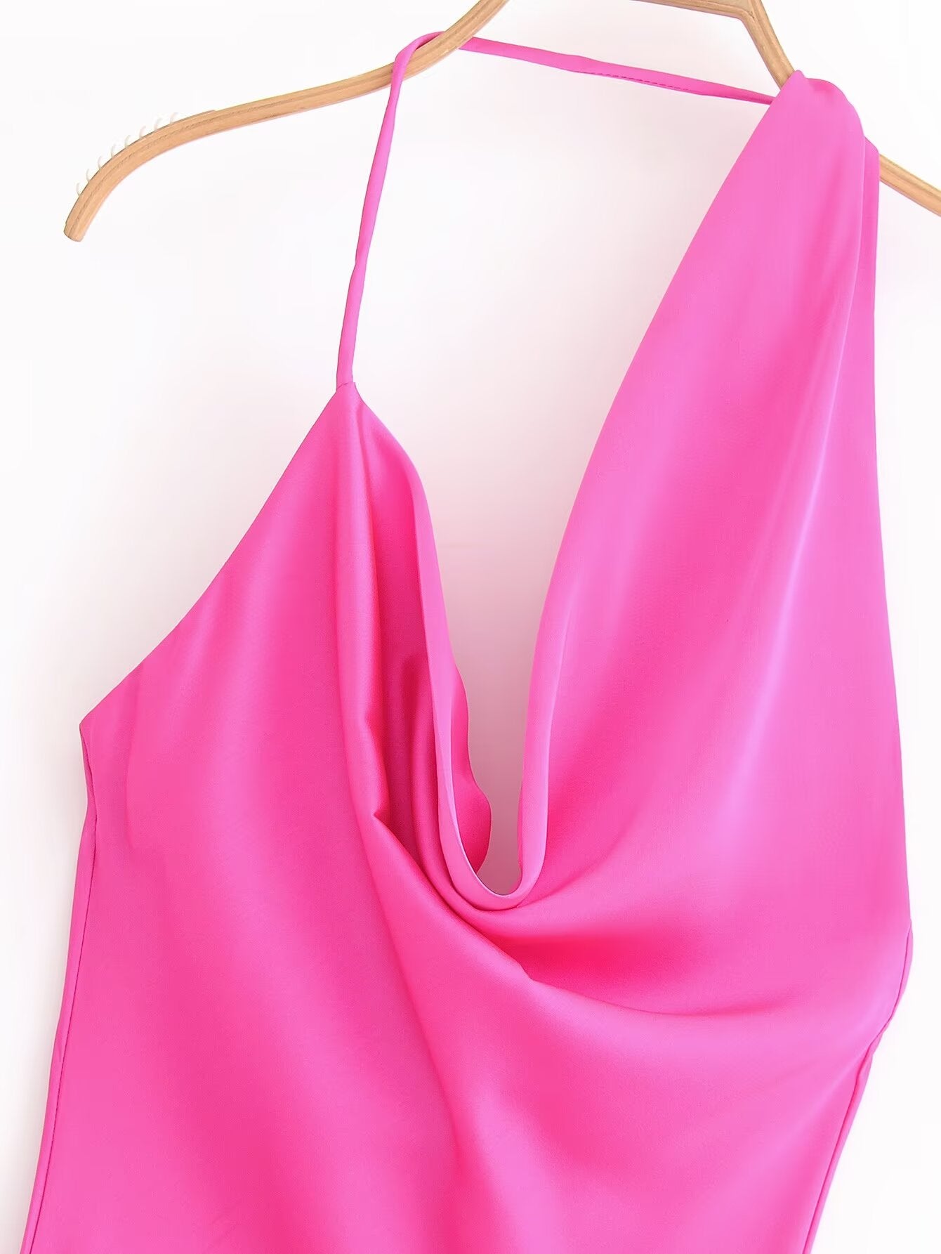 Asymmetric Silk Satin Texture Underwear Midi Halter Dress