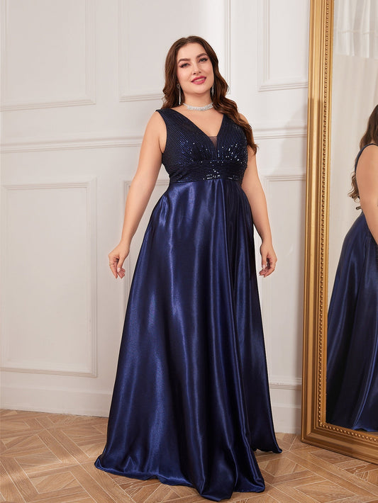 plus Size Deep V Plunge Dress Maxi Dress Backless Sequin Slim Fishtail Bridesmaid Cocktail Evening Dress