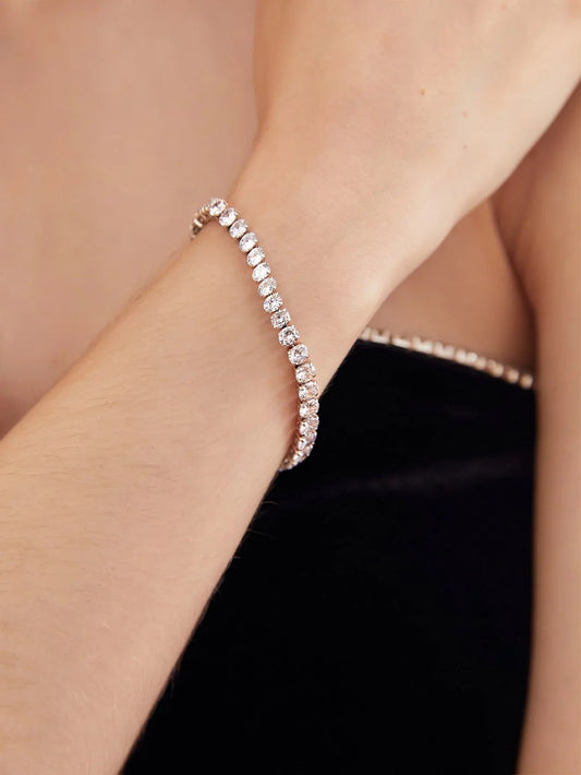 Cubic Zirconia Bracelet Silver Rhinestone Daily Wear