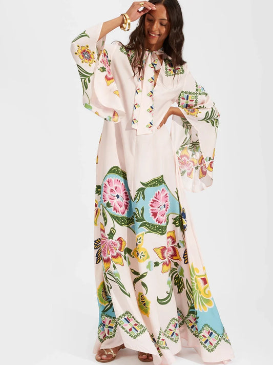 Magnifico Printed Maxi Dress - Pebbled Sable