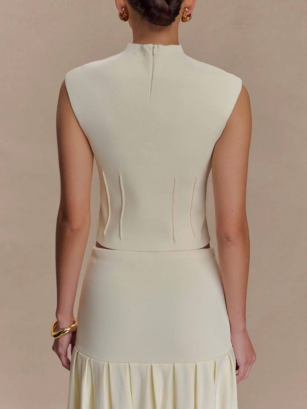 Exquisite High Neck Bandage Knit Top