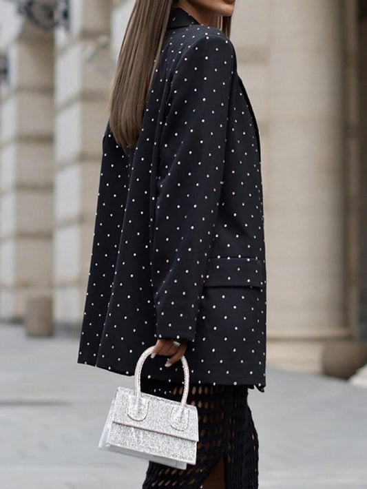 Fashion Polka Dot Print Lapel Long-Sleeve Blazer