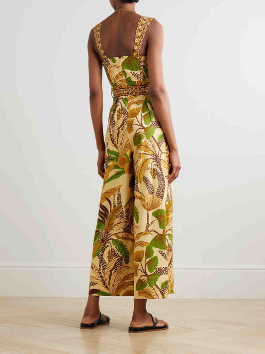 Exquisite Casual Palm Leaf Print Jumpsuit