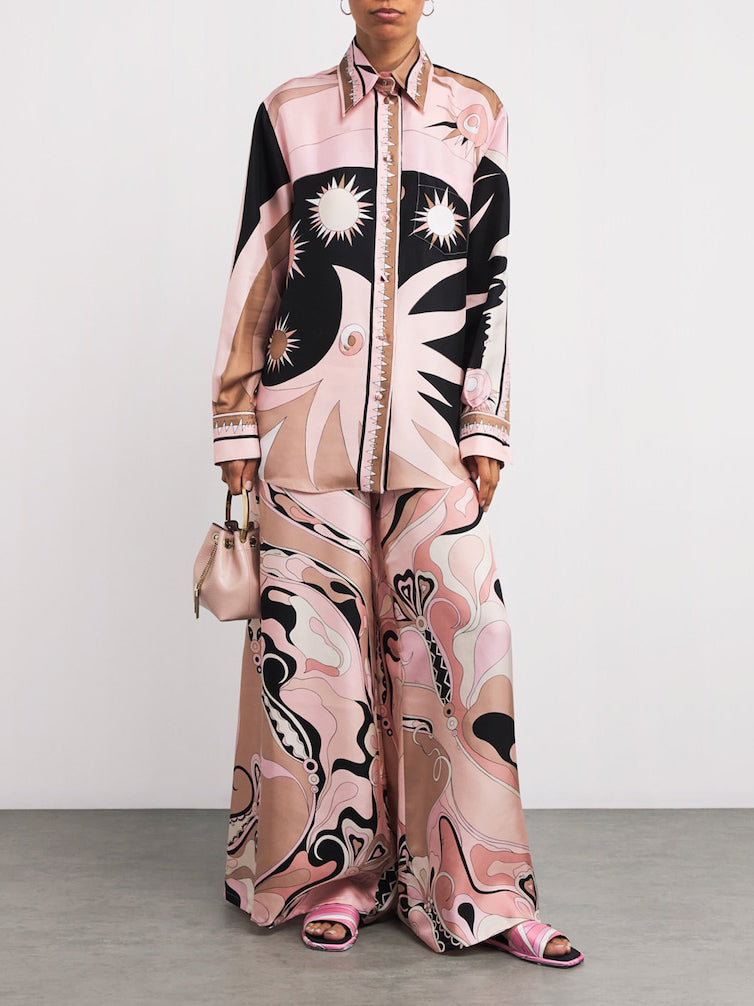 Unique Abstract Floral Print Long-sleeved Shirt