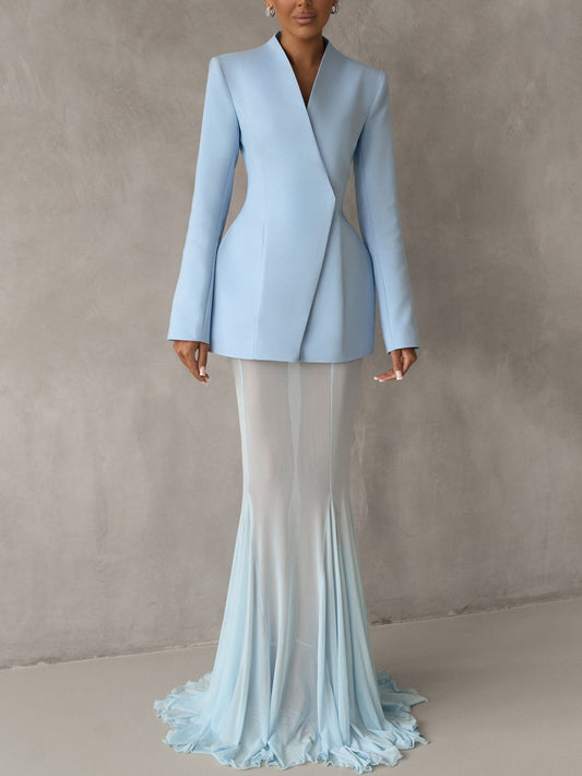 Elegant Asymmetric Concealed Button Blazer