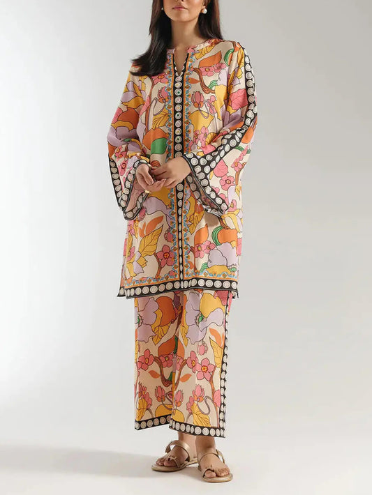 Boho-Inspired Ethnic Print Oversized Midi Shirt