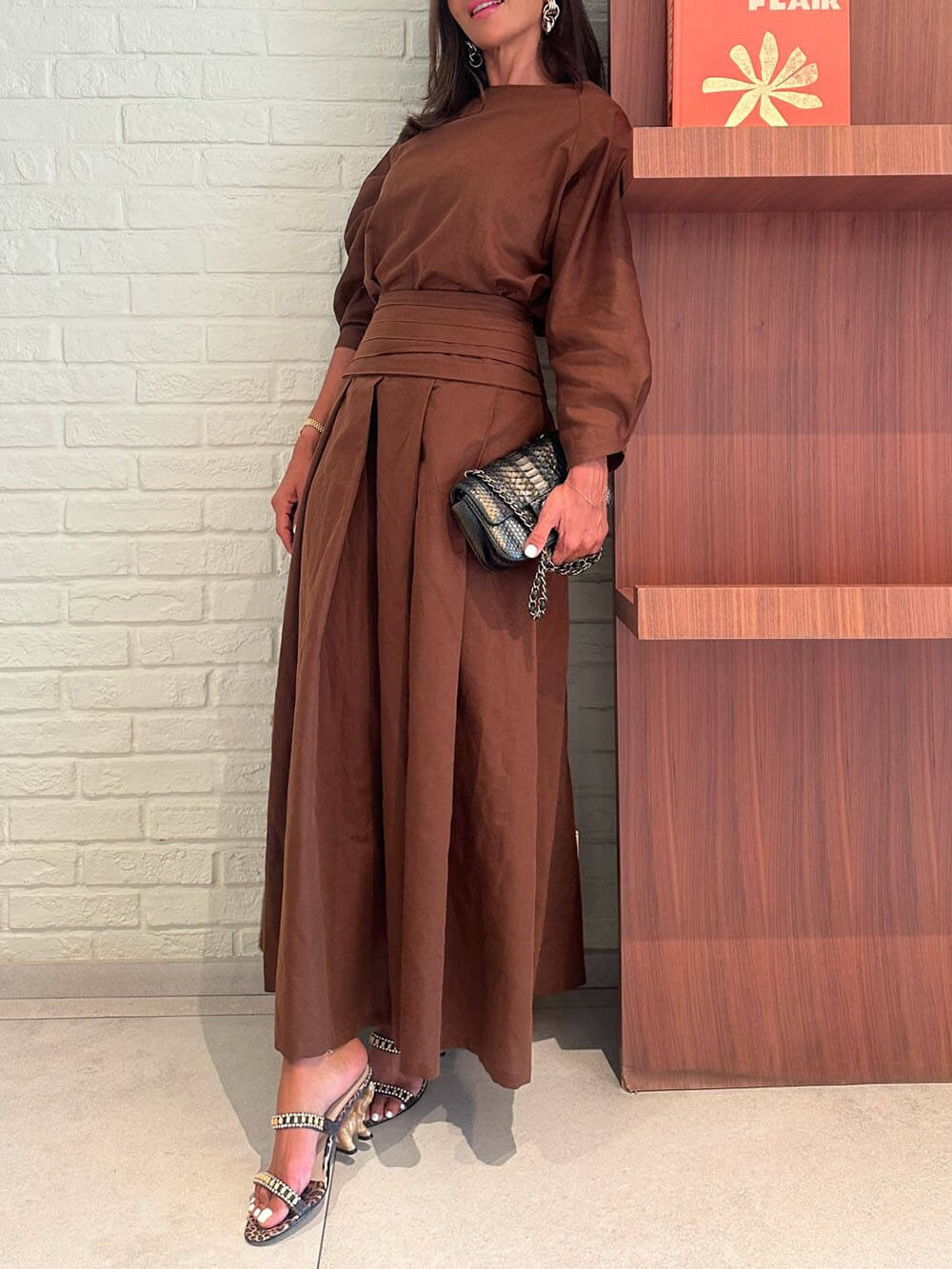 Retro Linen Drop-Shoulder Oversized Top