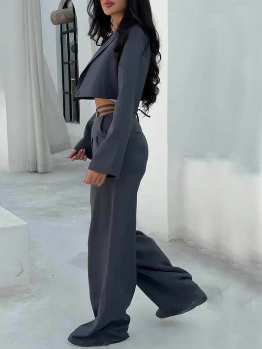 Unique Fashion Collared Cropped Blazer