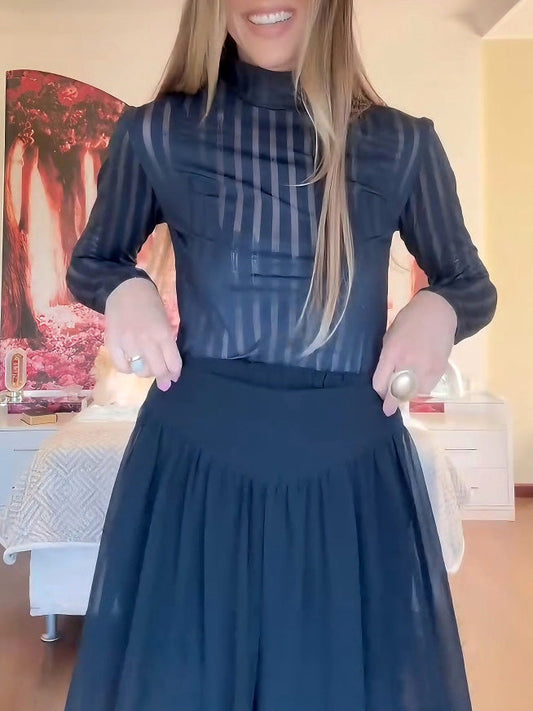 Elegant Striped Top Two-piece Set