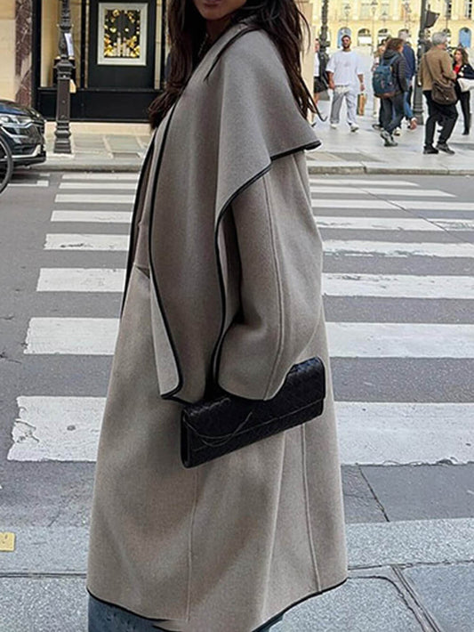 Fashion Casual Colorblock Loose-Fit Oversized Coat