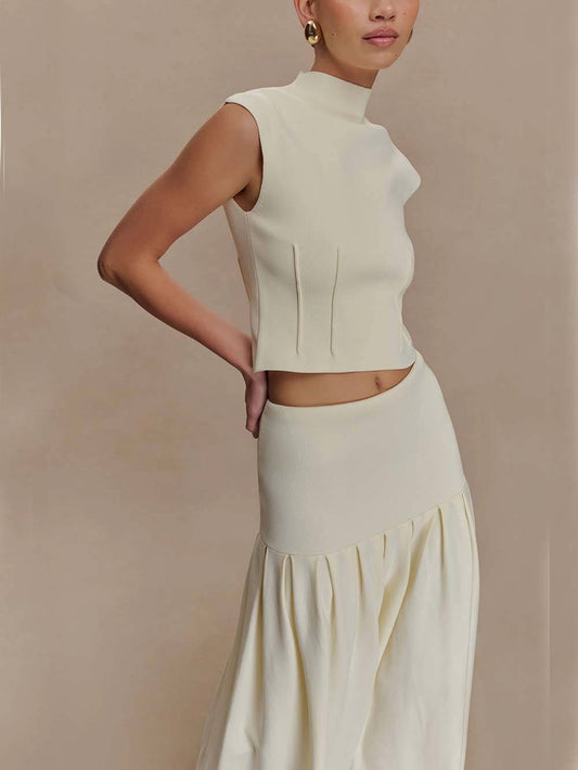 Exquisite High Neck Bandage Knit Top