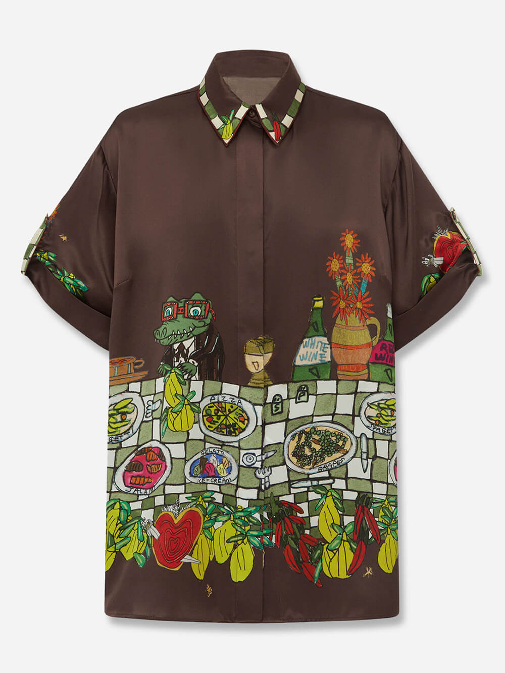 Unique Floral Print Button-Up Loose Shirt