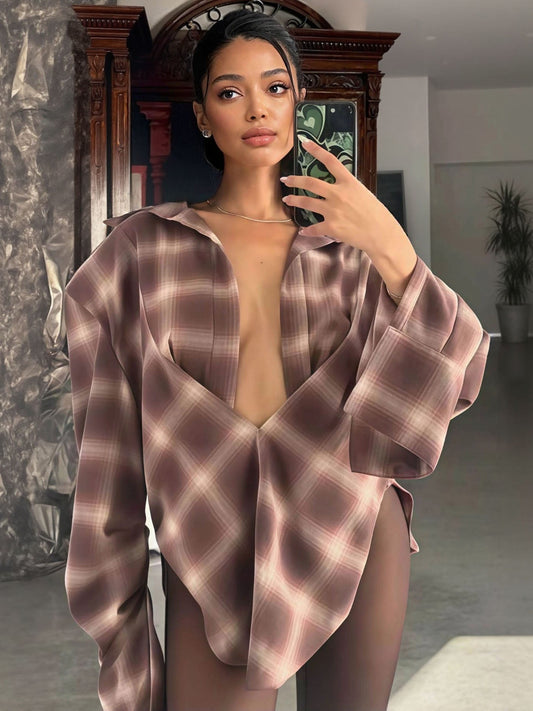Exquisite Vintage Plaid Long-sleeved Shirt