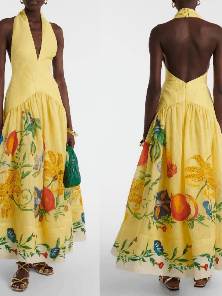Floral Halter Maxi Dress