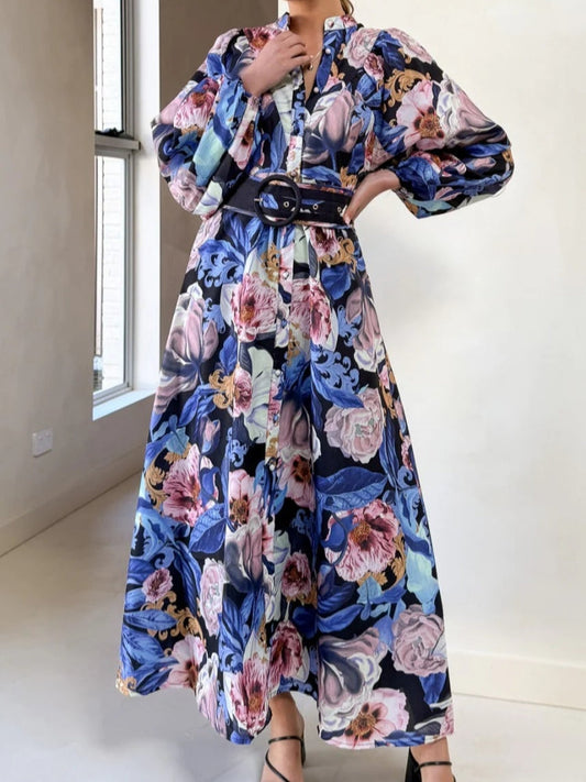 Relaxed Belted Puff Sleeve Dress