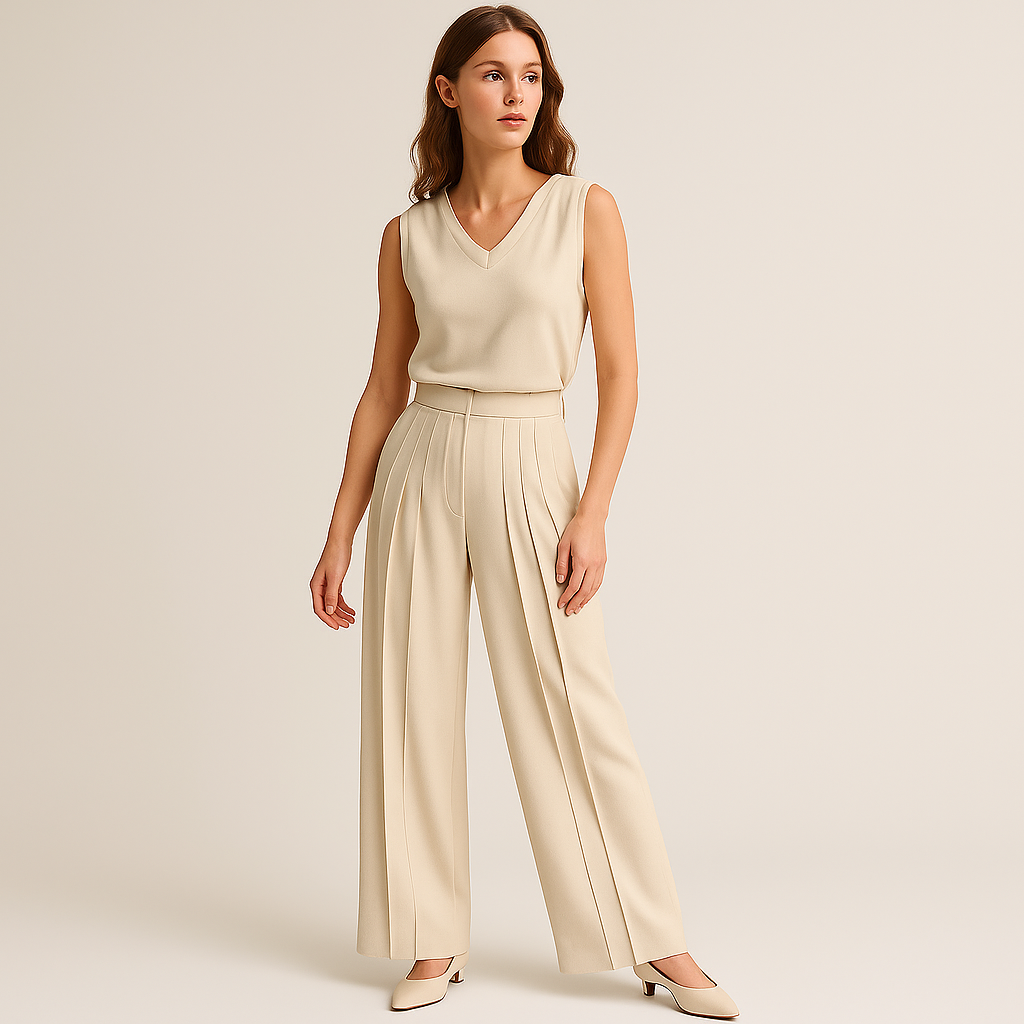 Pleated High-Waist Trousers | Flowing Wide Leg | Contemporary Minimalism