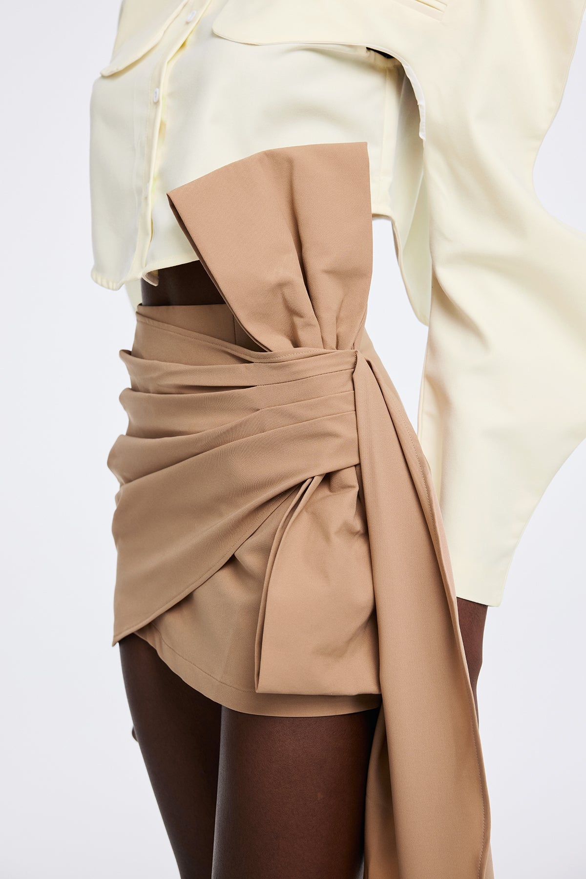 Aparicion Ruch Bow Fringe Skirt In Khaki