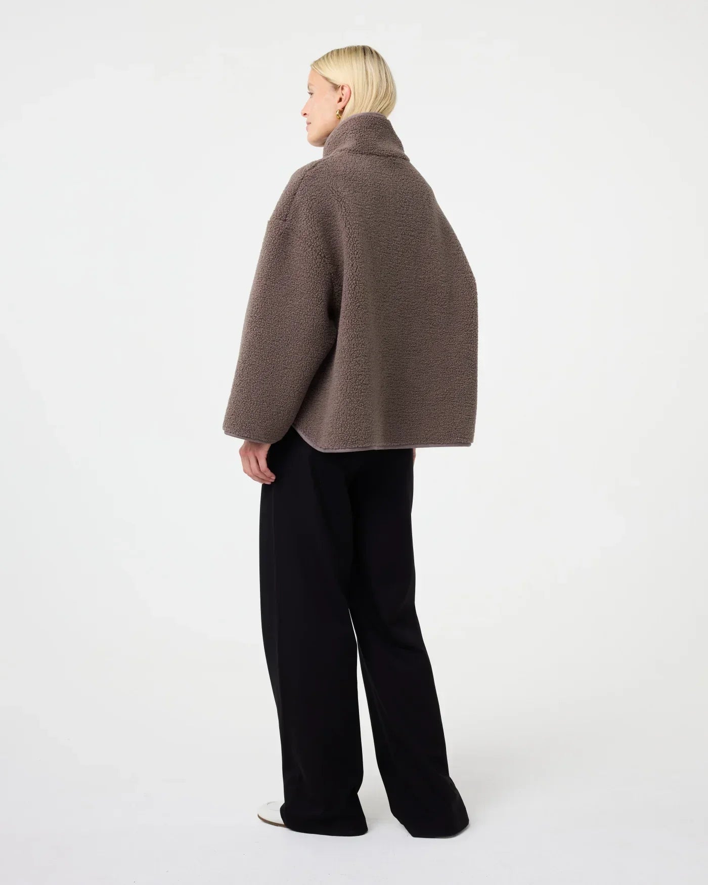 Faux Shearling Zip Jacket | High Collar | Oversized Fit