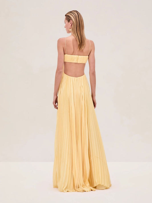 Pleated Backless Slip Dress