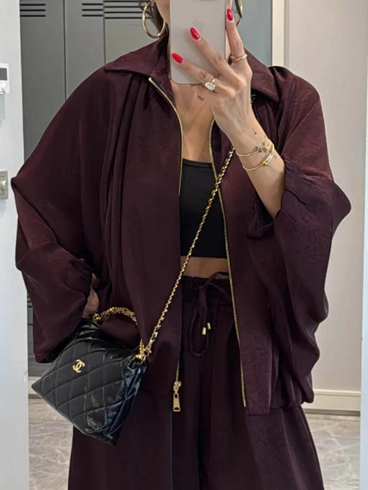 Elegant Satin Bomber Loose Jacket