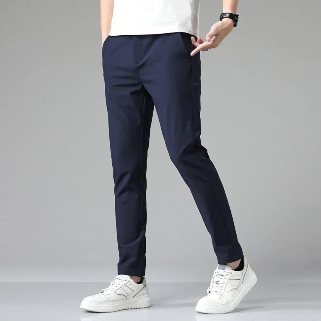 Maison Slim Fit Cotton Trousers | Lightweight | Zipper Fly | Summer