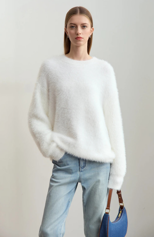 Maison Fuzzy Knit Sweater | Relaxed Fit | Soft Texture