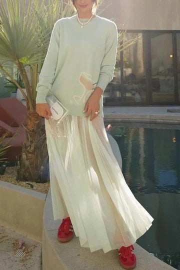 Tini Time Chiffon High Rise Zipper Waist A-line Maxi Skirt