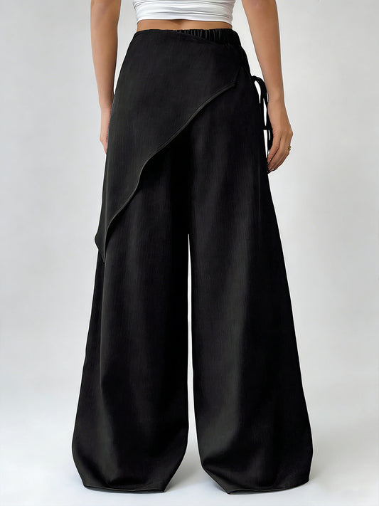 Daily Black Wrap Casual Pants