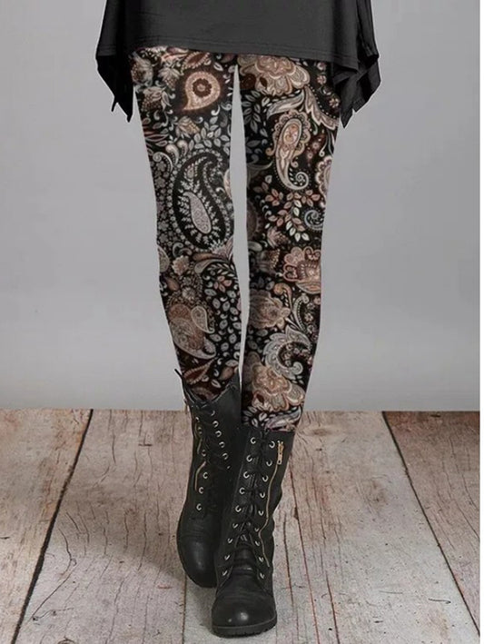 Vintage Allover Floral High Waist Stretchy Legging Pant