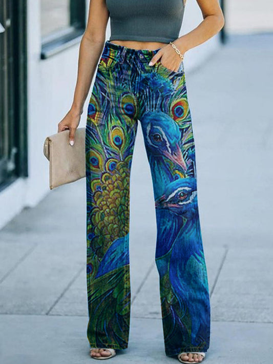 Daily High Rise Pattern Pocket Wide Leg Pants