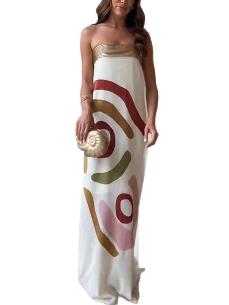 Bustier Satin Print Dress