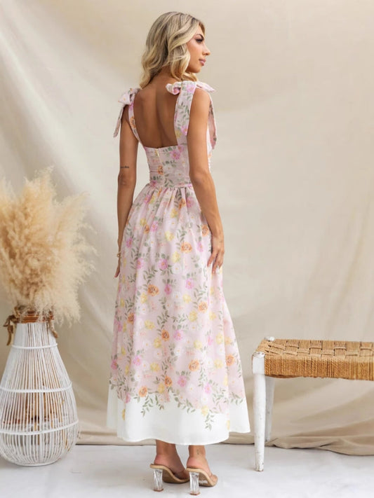 Summer New French Floral Slip Midi Dress