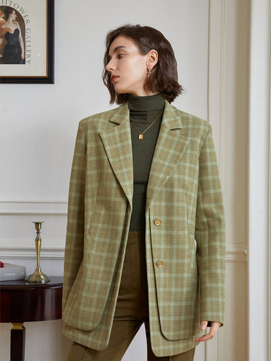 Vintage Green Checkered Blazer