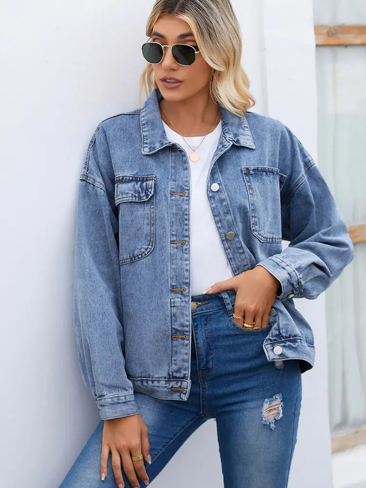 Women__ Vintage Washed Denim Jacket