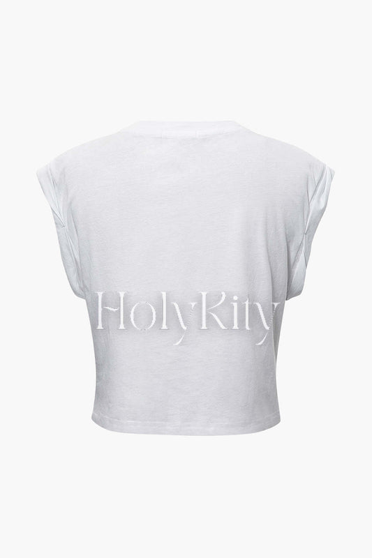 Hopeful Graphic Rolled Cuff Knot Hem T-Shirt
