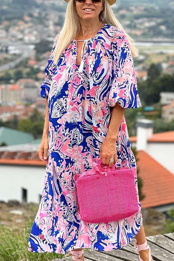 Vestido suelto con mangas tipo capullo