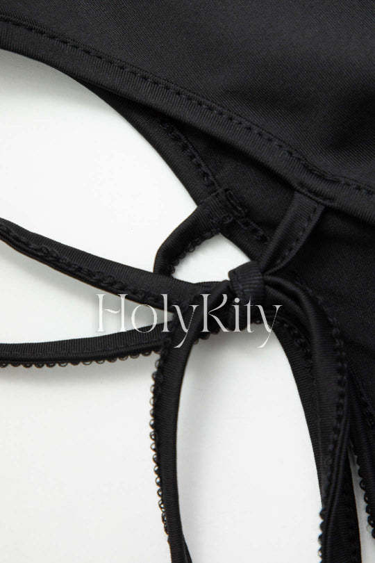 Contrast Off Shoulder Tie Side Long Sleeve Top And Shorts Set