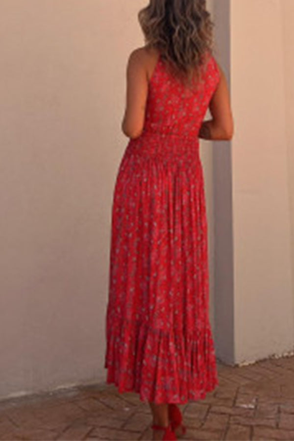 Vestido floral con lazo en el pecho