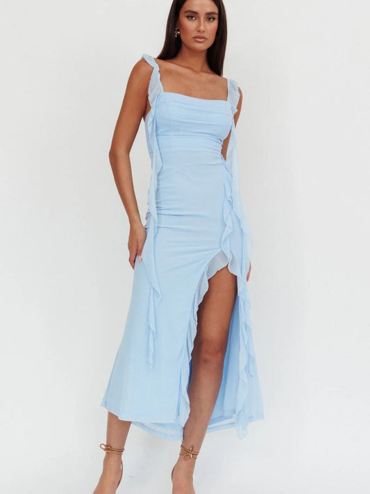Slim Slit Sleeveless Summer Midi Dress