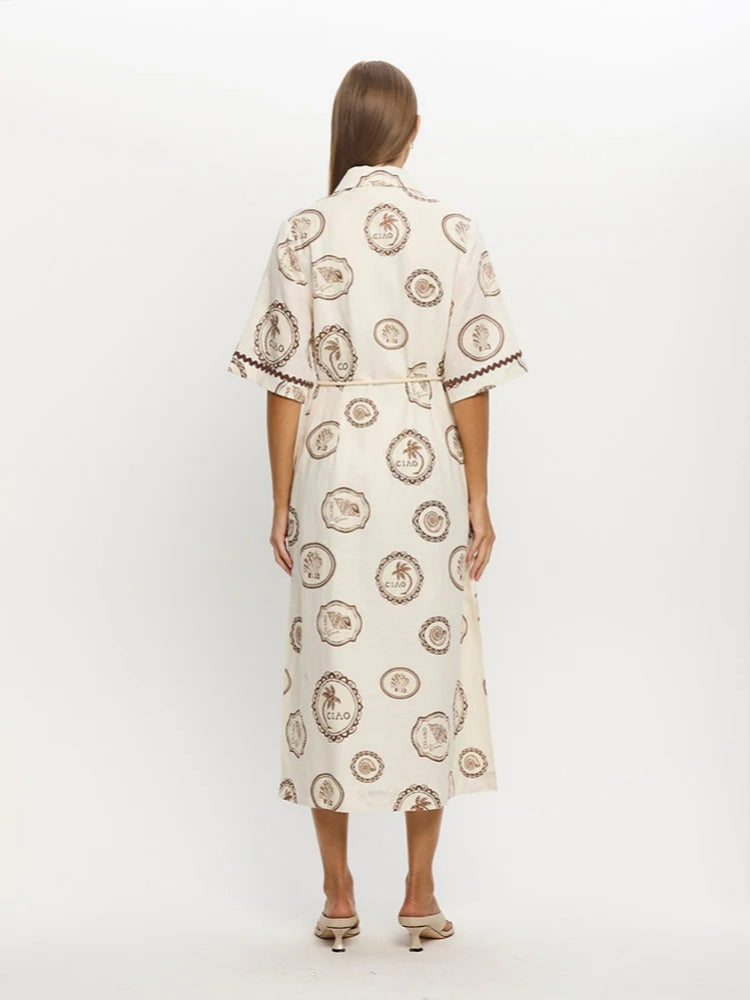 Shirt-Collar Short Sleeve Dress