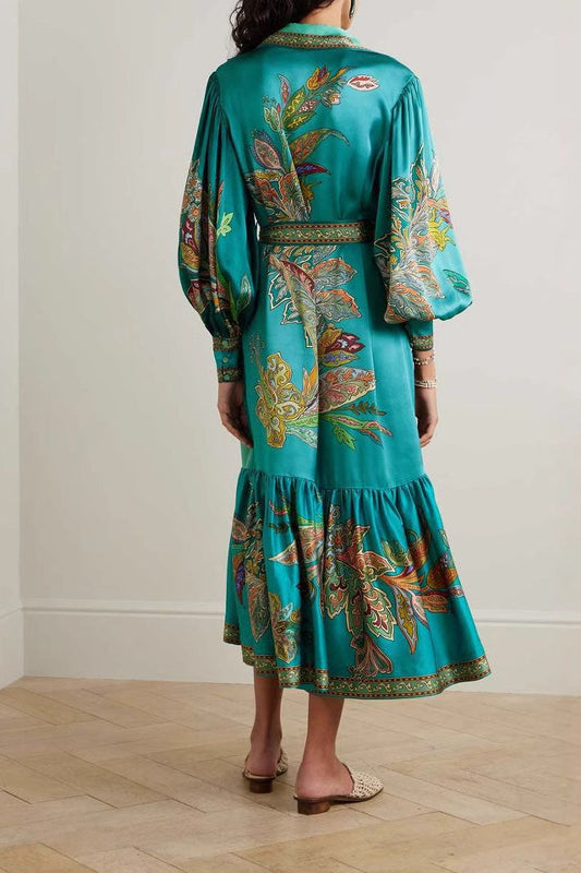 Satin Floral Print Dress