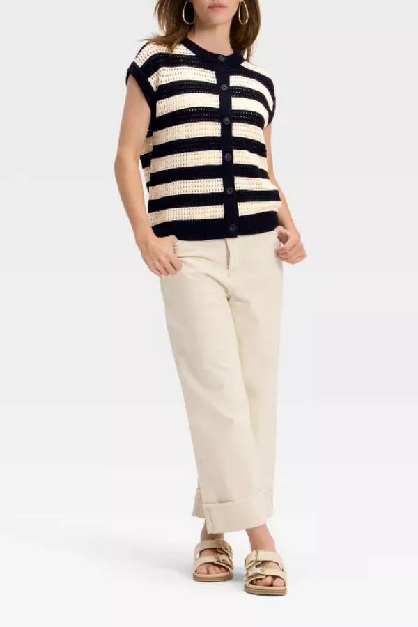 Chaleco de punto pointelle para mujer