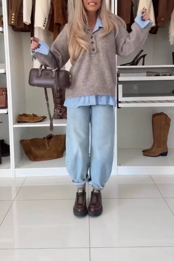 Top de punto de dos piezas con solapa falsa