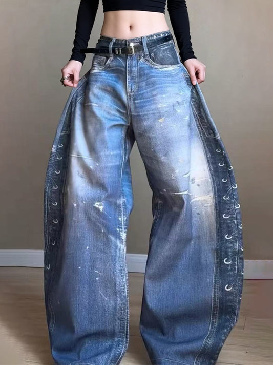 Daily Blue Pocket Western Button Denim Jeans