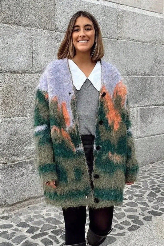 Art-Inspired Knit Cardigan