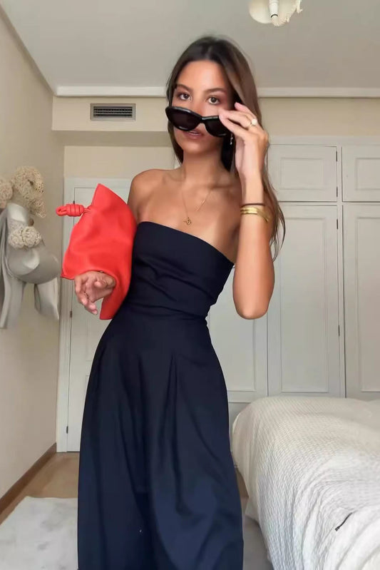 Starry Night-Strapless Backless Jumpsuit